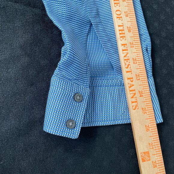 Hugo Boss Shirt Button Down Men XL Check Pattern Long Sleeve Blue Black White - Picture 7 of 16